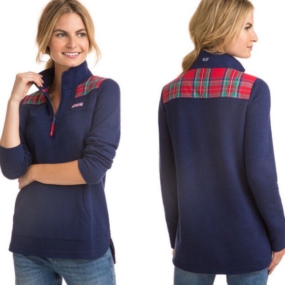Vineyard Vines Tops - Jolly Plaid Heathered Relaxed Curved Hem Shep Shirt